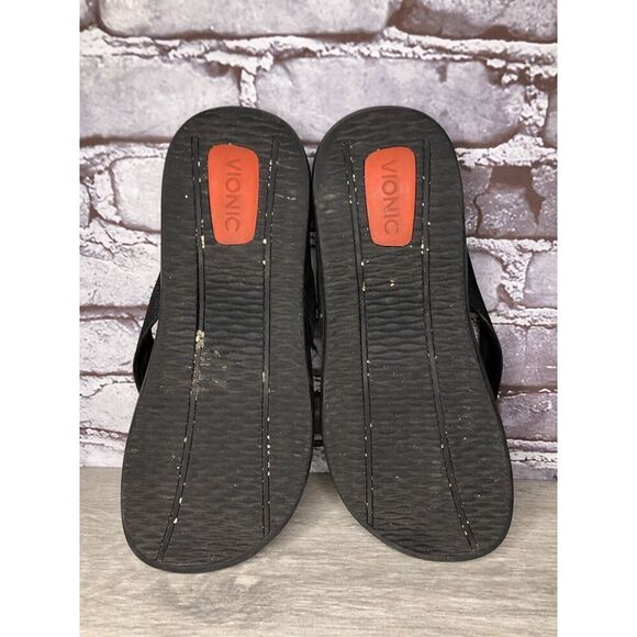 VIONIC Wave Black Toe Post Flip Flop Sandals Unisex Men Sz 8M US/Women Sz 10M US - Picture 9 of 16